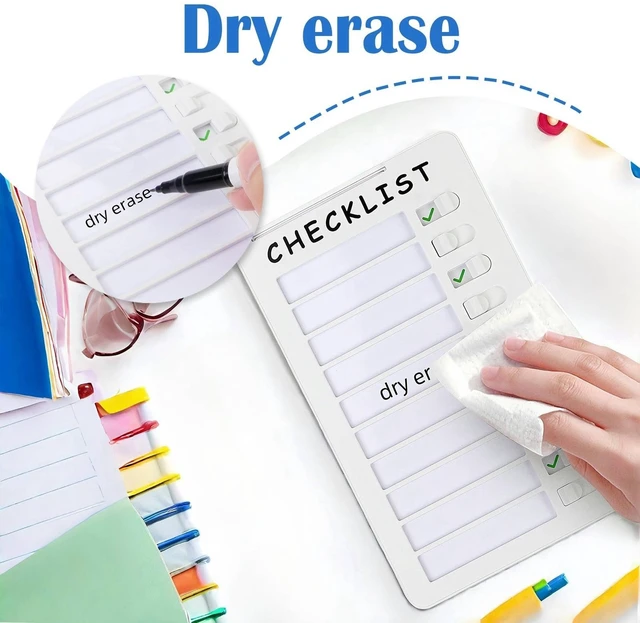 Alt view image 3 of 7 - 2pcs Dry Erase Chore Chart for Kids, Standable Whiteboard Checklist Board Routine Chart with Two Markers, Standable