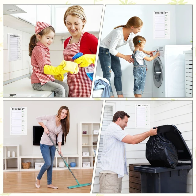 Alt view image 6 of 7 - 2pcs Dry Erase Chore Chart for Kids, Standable Whiteboard Checklist Board Routine Chart with Two Markers, Standable