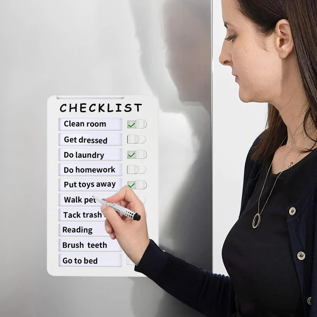 Alt view image 5 of 6 - 2-Pack Magnetic Dry Erase Checklist Board, Whiteboard Task Planner Reusable, with Sliding Checkmarks, Includes Mounting Tape