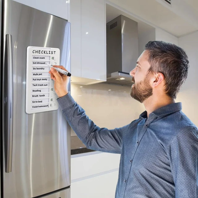 Alt view image 4 of 6 - 2-Pack Magnetic Dry Erase Checklist Board, Whiteboard Task Planner Reusable, with Sliding Checkmarks, Includes Mounting Tape