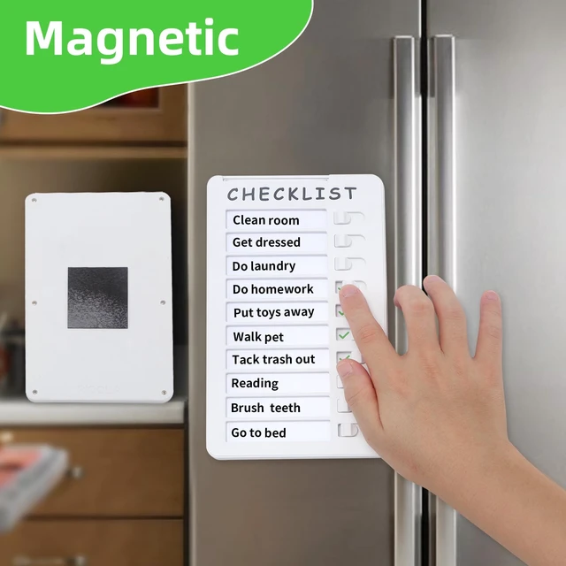 Alt view image 3 of 6 - 2-Pack Magnetic Dry Erase Checklist Board, Whiteboard Task Planner Reusable, with Sliding Checkmarks, Includes Mounting Tape