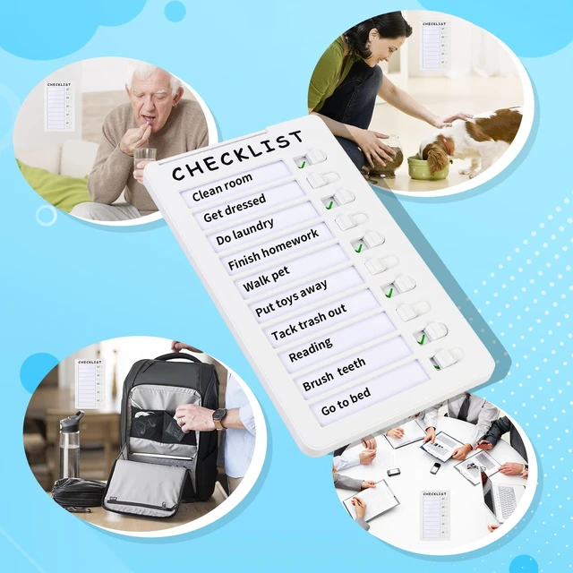 Alt view image 6 of 6 - 2-Pack Magnetic Dry Erase Checklist Board, Whiteboard Task Planner Reusable, with Sliding Checkmarks, Includes Mounting Tape