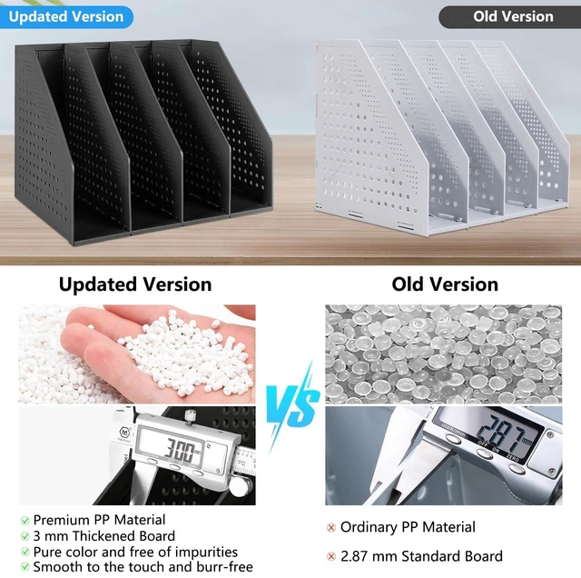 Alt view image 5 of 7 - Collapsible Magazine Holder Plastic Desktop 4 Compartment File Rack Magazine Organizer Vertical File Divider Sorter Storage Document Organizer for Office Home School Black