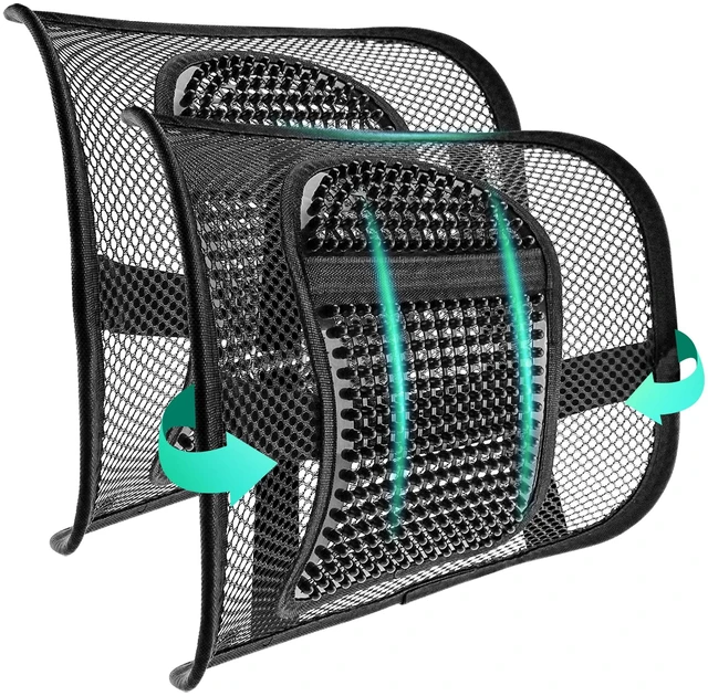 Main image of 2-Pack Mesh Lumbar Support for Office Chair and Car Seat Breathable Double-Layer Mesh Back Support with Elastic Chair Strap for Firm Support and Secure Fit