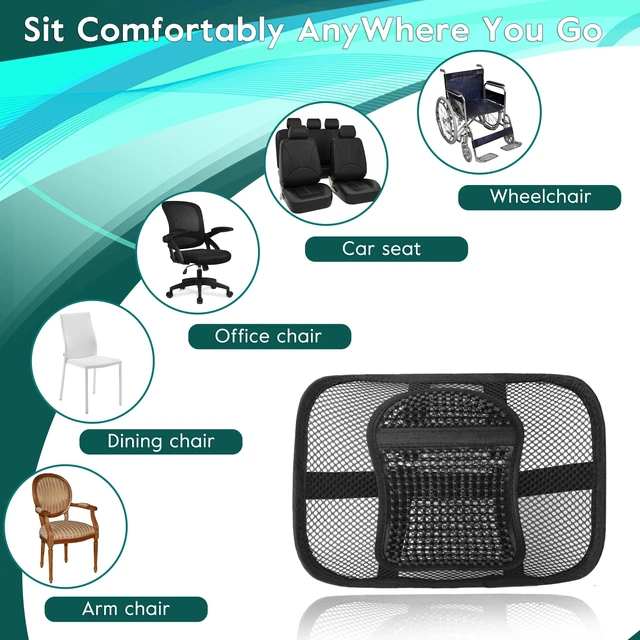 Alt view image 4 of 7 - 2-Pack Mesh Lumbar Support for Office Chair and Car Seat Breathable Double-Layer Mesh Back Support with Elastic Chair Strap for Firm Support and Secure Fit