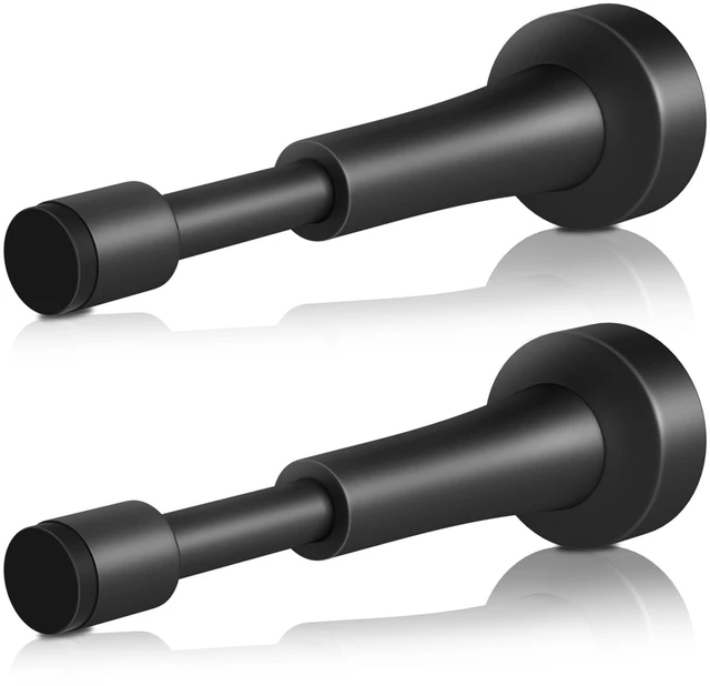 Main image of 2PCS Black Door Stoppers for Wall, Spring Door Stop for Bottom of Door 4.33 Inch Aluminum Matte Black Doorstop With Silicone Tip, Screw & Adhesive Installation