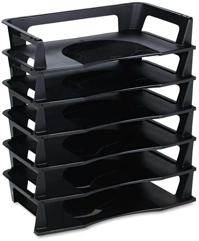 Main image of Regeneration Letter Tray, Six Tier, Plastic, Black (86028)