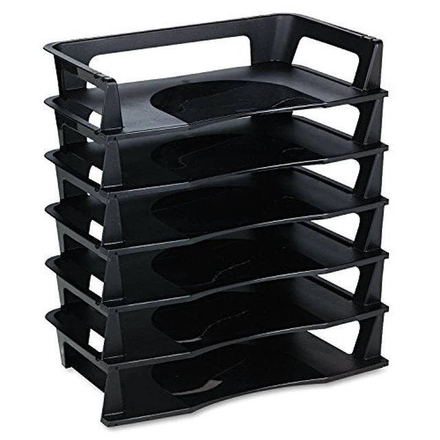 Alt view image 3 of 3 - Regeneration Letter Tray, Six Tier, Plastic, Black (86028)
