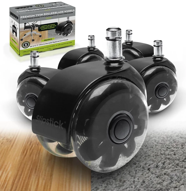 Main image of Monster 3 Dual Rollerblade Office Chair Wheels (Set of 5) Premium Rubber Caster Wheels for Chairs, Smooth & Safe Rolling on All Flooring