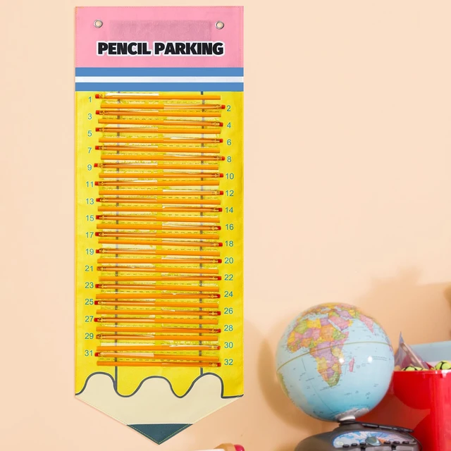Alt view image 2 of 7 - Magnetic Pencil Dispenser Parking Pocket Wall Mounted Chart with Parking 32 Slots, Magnetic Backing for Whiteboards, Classroom Organization for Teacher Supplies
