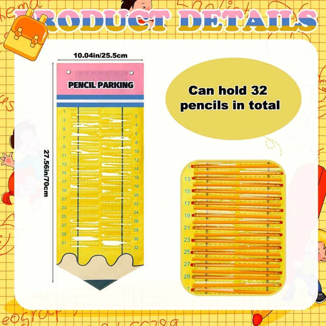 Alt view image 3 of 7 - Magnetic Pencil Dispenser Parking Pocket Wall Mounted Chart with Parking 32 Slots, Magnetic Backing for Whiteboards, Classroom Organization for Teacher Supplies
