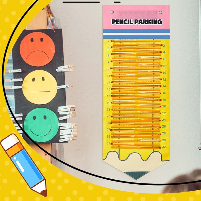 Alt view image 5 of 7 - Magnetic Pencil Dispenser Parking Pocket Wall Mounted Chart with Parking 32 Slots, Magnetic Backing for Whiteboards, Classroom Organization for Teacher Supplies