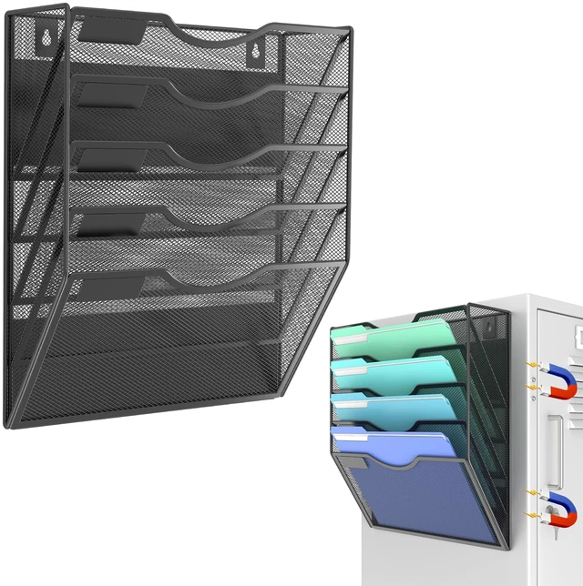 Main image of Magnetic Wall File Holder Magnetic Paper & Document Organizer for Home and Office (5 Tier)