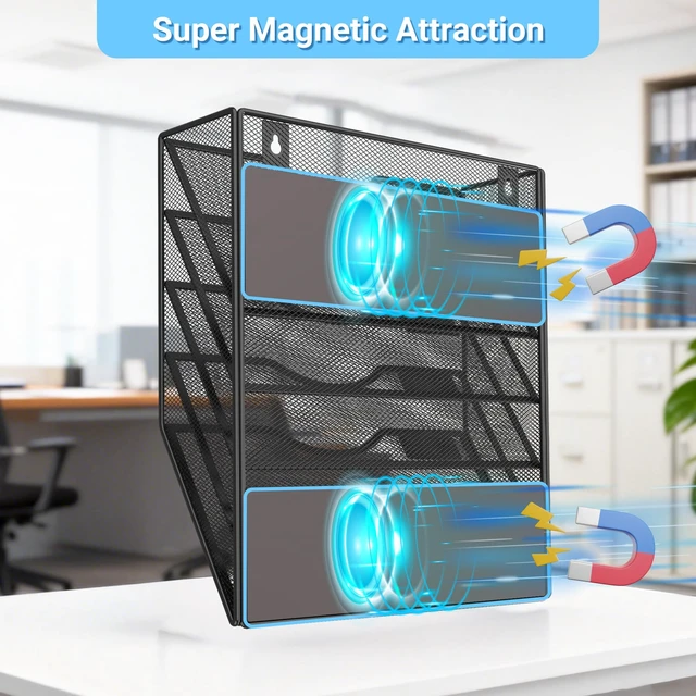 Alt view image 4 of 7 - Magnetic Wall File Holder Magnetic Paper & Document Organizer for Home and Office (5 Tier)