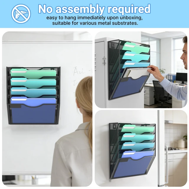 Alt view image 6 of 7 - Magnetic Wall File Holder Magnetic Paper & Document Organizer for Home and Office (5 Tier)