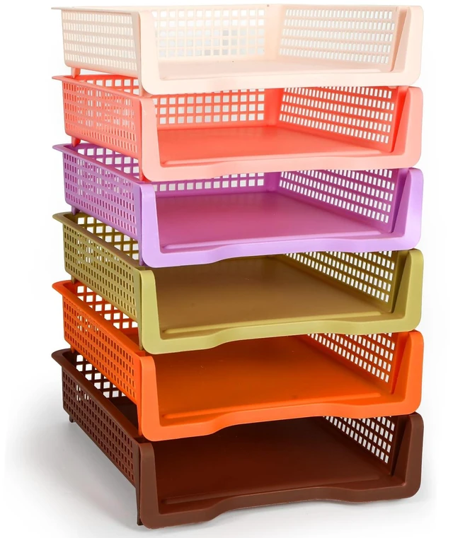 Main image of Turn in Trays Classroom, Classroom Baskets, Fall Colors, 6 Pcs Paper Tray for Classroomturn in binStackable Plastic Baskets Teacher Organizers Library Drawers Office Desk