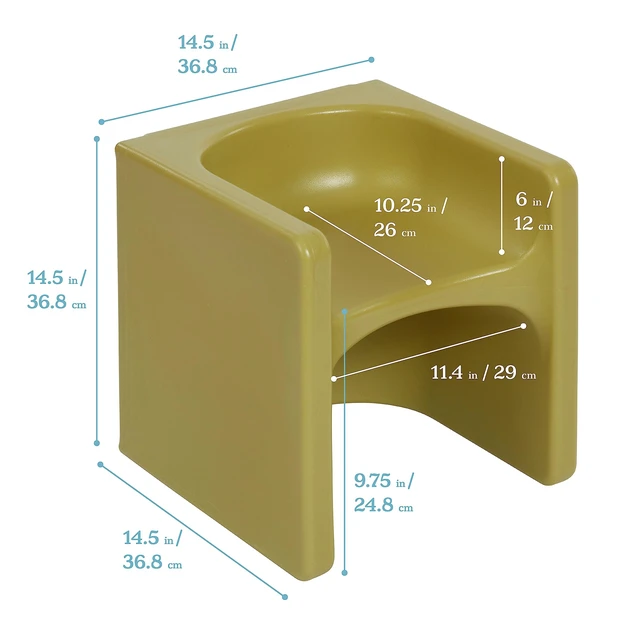 Alt view image 3 of 7 - Tri-Me 3-In-1 Cube Chair, Kids Furniture, Fern Green UV-protected recyclable plastic, GREENGUARD Gold Certified, 1-4 years, 75 lb capacity, fully assembled for classroom & home