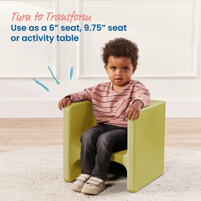 Alt view image 4 of 7 - Tri-Me 3-In-1 Cube Chair, Kids Furniture, Fern Green UV-protected recyclable plastic, GREENGUARD Gold Certified, 1-4 years, 75 lb capacity, fully assembled for classroom & home