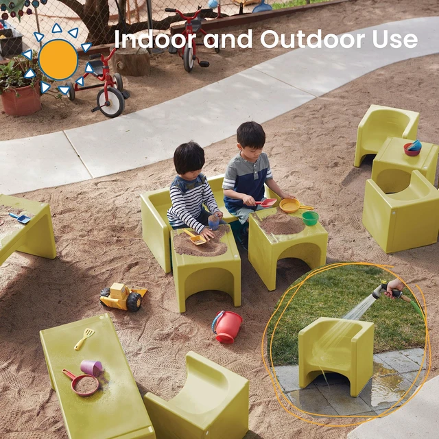 Alt view image 6 of 7 - Tri-Me 3-In-1 Cube Chair, Kids Furniture, Fern Green UV-protected recyclable plastic, GREENGUARD Gold Certified, 1-4 years, 75 lb capacity, fully assembled for classroom & home