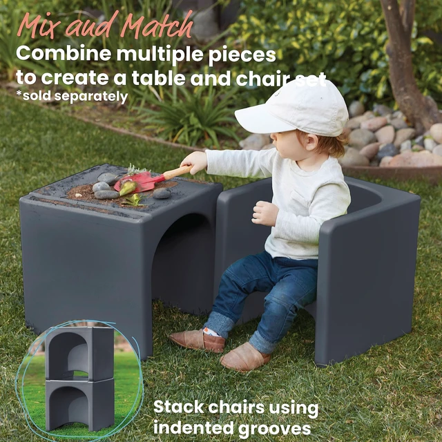 Alt view image 5 of 7 - Tri-Me 3-in-1 Multipurpose Cube Chair, Indoor/Outdoor, Dark Grey UV-protected recyclable plastic, GREENGUARD Gold Certified, 1-4 years, 75 lb capacity, fully assembled for classroom & home