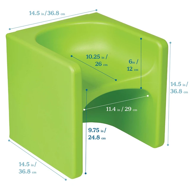 Alt view image 3 of 7 - Tri-Me 3-in-1 Multipurpose Cube Chair, Indoor/Outdoor, Lime Green UV-protected recyclable plastic, GREENGUARD Gold Certified, 1-4 years, 75 lb capacity, fully assembled for classroom & home