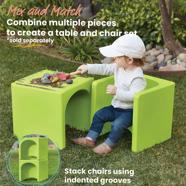 Alt view image 5 of 7 - Tri-Me 3-in-1 Multipurpose Cube Chair, Indoor/Outdoor, Lime Green UV-protected recyclable plastic, GREENGUARD Gold Certified, 1-4 years, 75 lb capacity, fully assembled for classroom & home
