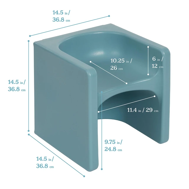 Alt view image 3 of 7 - Tri-Me 3-in-1 Multipurpose Cube Chair, Indoor/Outdoor, Powder Blue UV-protected recyclable plastic, GREENGUARD Gold Certified, 1-4 years, 75 lb capacity, fully assembled for classroom & home