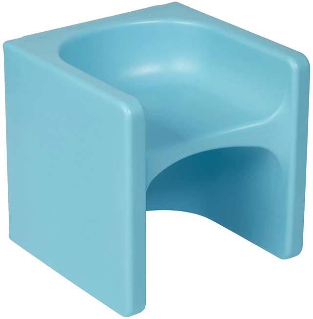 Main image of Tri-Me 3-in-1 Multipurpose Cube Chair, Indoor/Outdoor, Cyan UV-protected recyclable plastic, GREENGUARD Gold Certified, 1-4 years, 75 lb capacity, fully assembled for classroom & home
