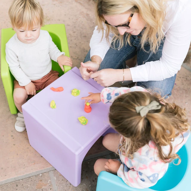 Alt view image 2 of 7 - Tri-Me 3-in-1 Multipurpose Cube Chair, Indoor/Outdoor, Lime Green UV-protected recyclable plastic, GREENGUARD Gold Certified, 1-4 years, 75 lb capacity, fully assembled for classroom & home