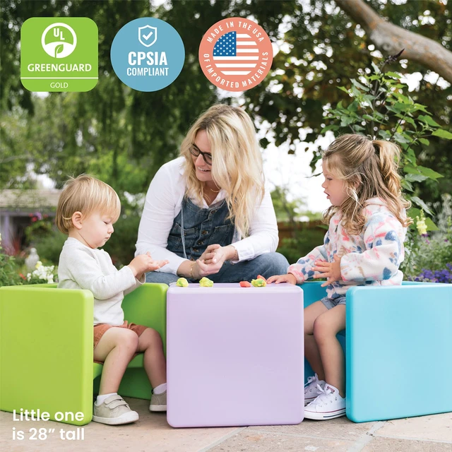 Alt view image 7 of 7 - Tri-Me 3-in-1 Multipurpose Cube Chair, Indoor/Outdoor, Lime Green UV-protected recyclable plastic, GREENGUARD Gold Certified, 1-4 years, 75 lb capacity, fully assembled for classroom & home