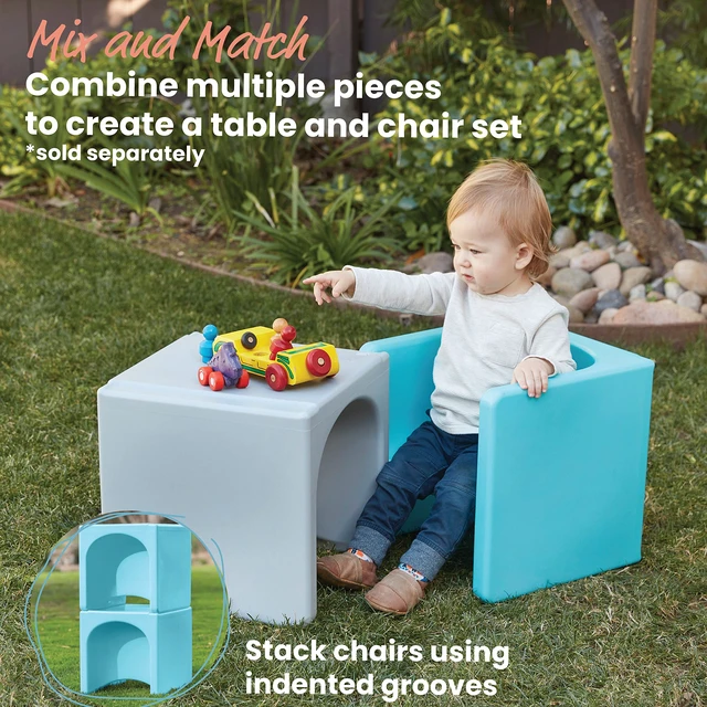 Alt view image 5 of 7 - Tri-Me 3-in-1 Multipurpose Cube Chair, Indoor/Outdoor, Cyan UV-protected recyclable plastic, GREENGUARD Gold Certified, 1-4 years, 75 lb capacity, fully assembled for classroom & home