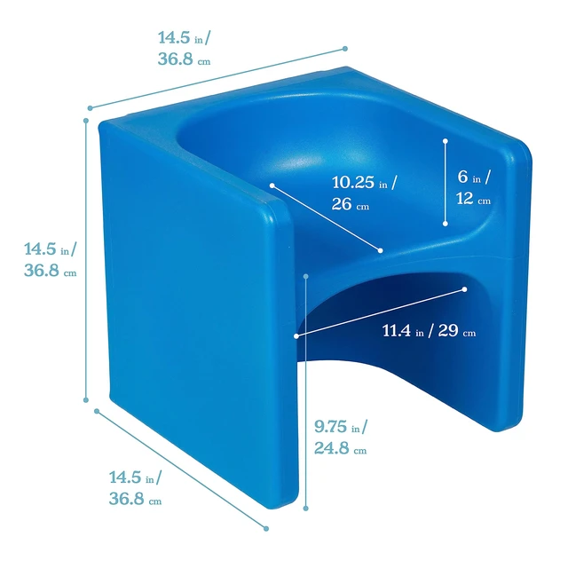 Alt view image 3 of 7 - Tri-Me 3-in-1 Multipurpose Cube Chair, Indoor/Outdoor, Blue UV-protected recyclable plastic, GREENGUARD Gold Certified, 1-4 years, 75 lb capacity, fully assembled for classroom & home
