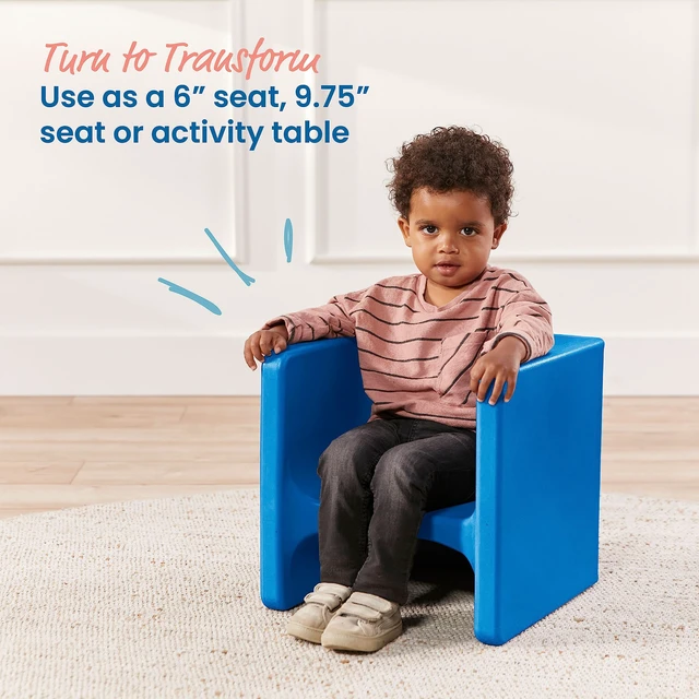 Alt view image 4 of 7 - Tri-Me 3-in-1 Multipurpose Cube Chair, Indoor/Outdoor, Blue UV-protected recyclable plastic, GREENGUARD Gold Certified, 1-4 years, 75 lb capacity, fully assembled for classroom & home