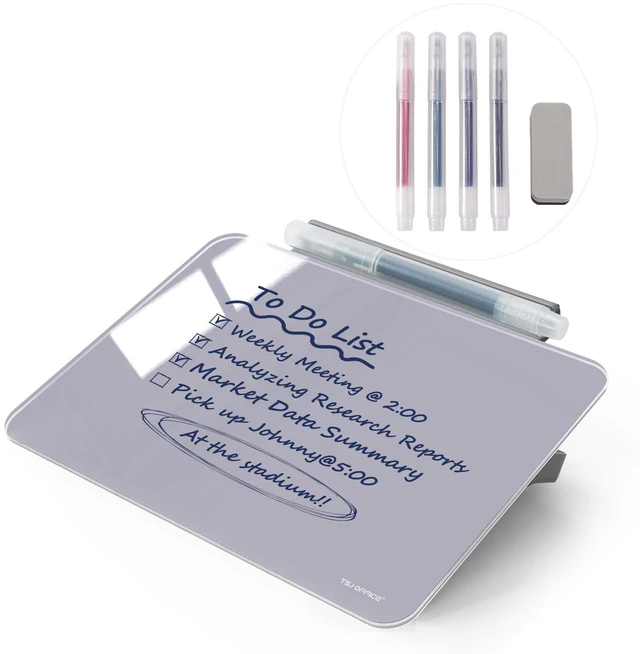 Main image of Small Desktop Glass Dry-Erase Whiteboard - 8 X 6 Inches Tabletop Easel Whiteboard with Stand, Desk Board Buddy for Artist, Teacher and Student