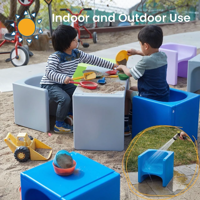 Alt view image 6 of 7 - Tri-Me 3-in-1 Multipurpose Cube Chair, Indoor/Outdoor, Blue UV-protected recyclable plastic, GREENGUARD Gold Certified, 1-4 years, 75 lb capacity, fully assembled for classroom & home
