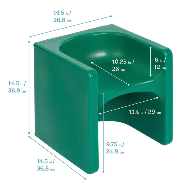 Alt view image 3 of 7 - Tri-Me 3-In-1 Cube Chair, Kids Furniture, Green UV-protected recyclable plastic, GREENGUARD Gold Certified, 1-4 years, 75 lb capacity, fully assembled for classroom & home