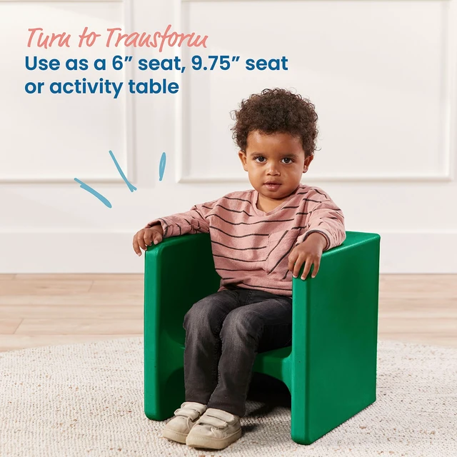 Alt view image 4 of 7 - Tri-Me 3-In-1 Cube Chair, Kids Furniture, Green UV-protected recyclable plastic, GREENGUARD Gold Certified, 1-4 years, 75 lb capacity, fully assembled for classroom & home