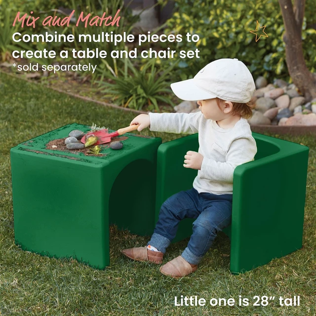 Alt view image 6 of 7 - Tri-Me 3-In-1 Cube Chair, Kids Furniture, Green UV-protected recyclable plastic, GREENGUARD Gold Certified, 1-4 years, 75 lb capacity, fully assembled for classroom & home