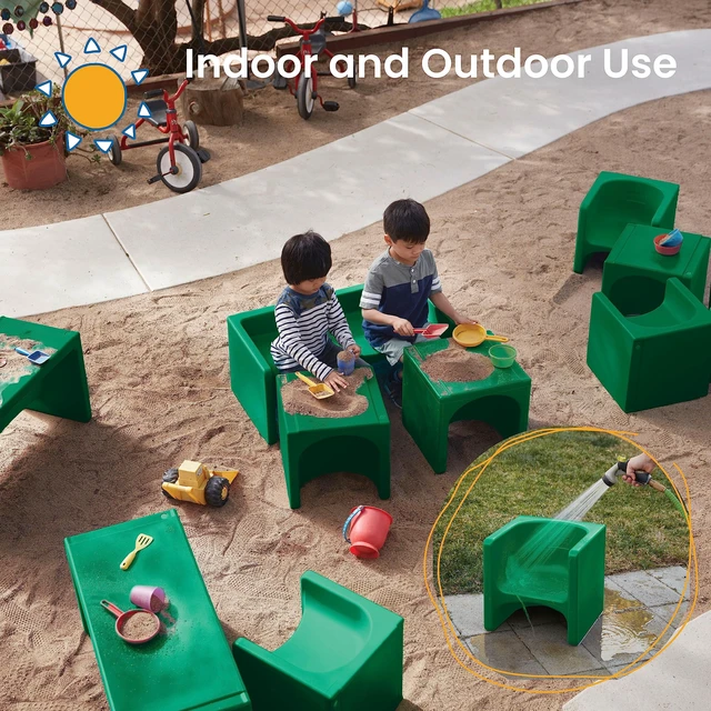 Alt view image 5 of 7 - Tri-Me 3-In-1 Cube Chair, Kids Furniture, Green UV-protected recyclable plastic, GREENGUARD Gold Certified, 1-4 years, 75 lb capacity, fully assembled for classroom & home