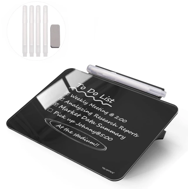 Main image of Small Desktop Glass Dry-Erase Whiteboard - 8 X 6 Inches Tabletop Easel Whiteboard with Stand, Desk Board Buddy for Artist, Teacher and Student