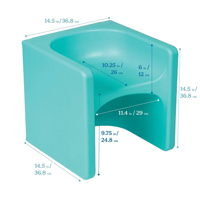 Alt view image 3 of 7 - Tri-Me 3-in-1 Multipurpose Cube Chair, Indoor/Outdoor, Aqua UV-protected recyclable plastic, GREENGUARD Gold Certified, 1-4 years, 75 lb capacity, fully assembled for classroom & home