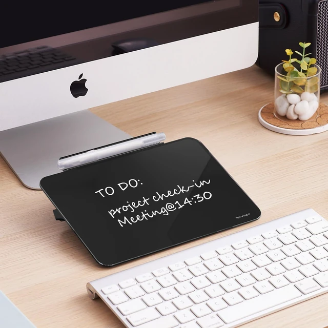 Alt view image 3 of 7 - Small Desktop Glass Dry-Erase Whiteboard - 8 X 6 Inches Tabletop Easel Whiteboard with Stand, Desk Board Buddy for Artist, Teacher and Student