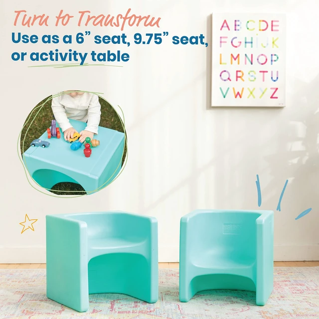 Alt view image 4 of 7 - Tri-Me 3-in-1 Multipurpose Cube Chair, Indoor/Outdoor, Aqua UV-protected recyclable plastic, GREENGUARD Gold Certified, 1-4 years, 75 lb capacity, fully assembled for classroom & home