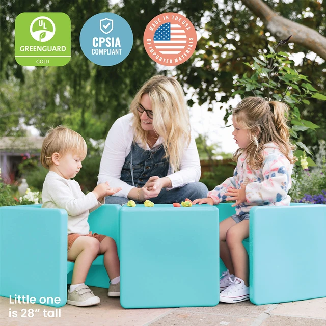Alt view image 7 of 7 - Tri-Me 3-in-1 Multipurpose Cube Chair, Indoor/Outdoor, Aqua UV-protected recyclable plastic, GREENGUARD Gold Certified, 1-4 years, 75 lb capacity, fully assembled for classroom & home