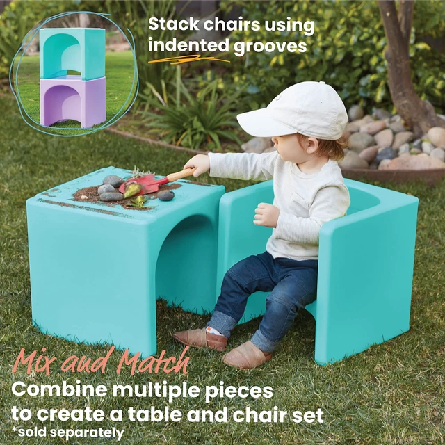 Alt view image 5 of 7 - Tri-Me 3-in-1 Multipurpose Cube Chair, Indoor/Outdoor, Aqua UV-protected recyclable plastic, GREENGUARD Gold Certified, 1-4 years, 75 lb capacity, fully assembled for classroom & home