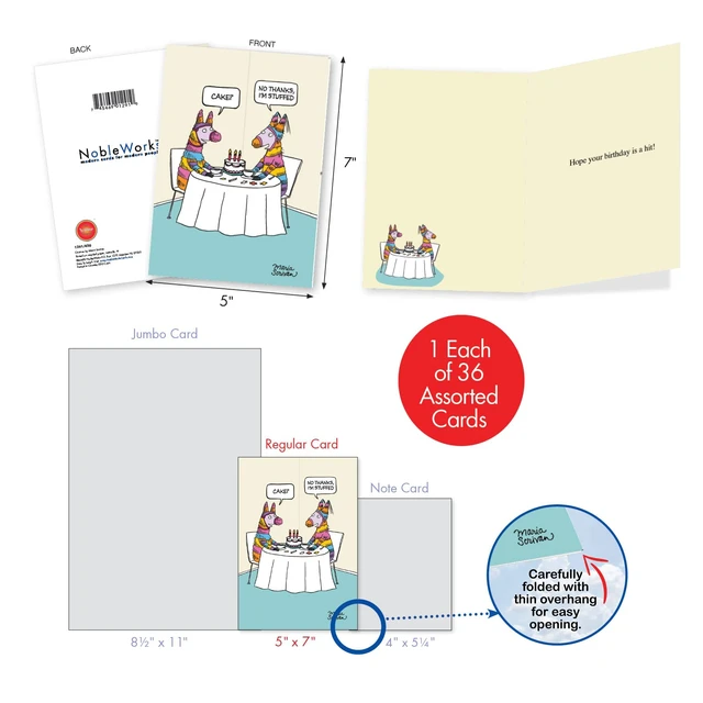 Alt view image 6 of 6 - 36 Funny Birthday Cards Dry Wit Adult Bulk AC2911BDG-B1x36 Edgy Variety Pack Notecards w/ Envelopes for Men Bday Favorites Collection Hilarious Assortment Greeting Set