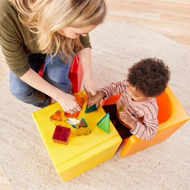 Alt view image 2 of 7 - Tri-Me 3-In-1 Cube Chair, Kids Furniture, Orange UV-protected recyclable plastic, GREENGUARD Gold Certified, 1-4 years, 75 lb capacity, fully assembled for classroom & home