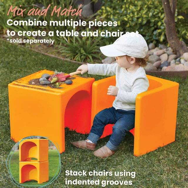 Alt view image 5 of 7 - Tri-Me 3-In-1 Cube Chair, Kids Furniture, Orange UV-protected recyclable plastic, GREENGUARD Gold Certified, 1-4 years, 75 lb capacity, fully assembled for classroom & home