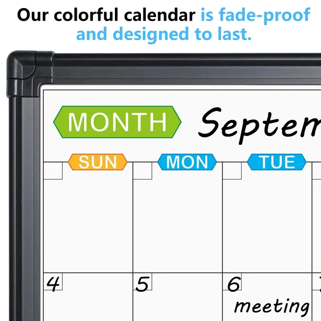 Alt view image 3 of 6 - Magnetic Dry Erase Calendar Whiteboard, 2 Month White Board Planner 36 X 24 Inch, Black Aluminum Frame Wall Mounted Board for Office Home and School