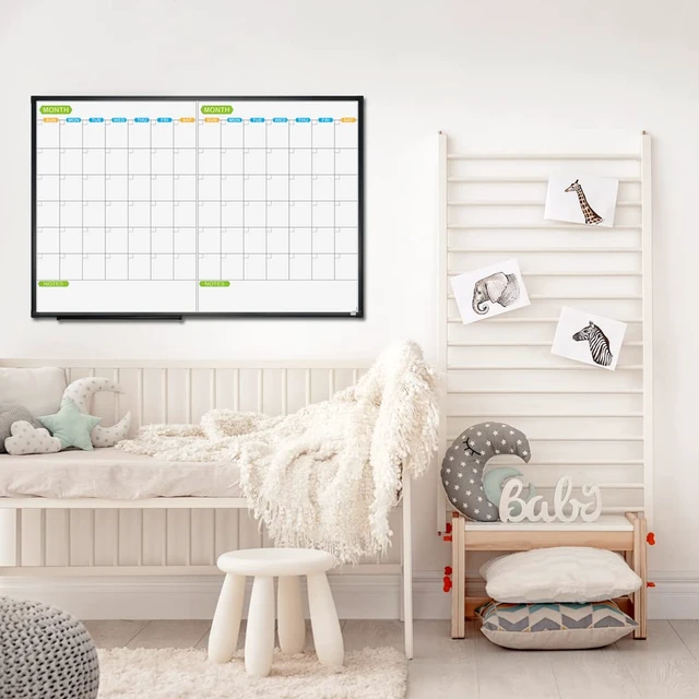 Alt view image 5 of 6 - Magnetic Dry Erase Calendar Whiteboard, 2 Month White Board Planner 36 X 24 Inch, Black Aluminum Frame Wall Mounted Board for Office Home and School